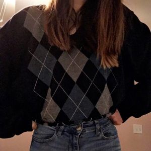 cropped plaid golf sweater